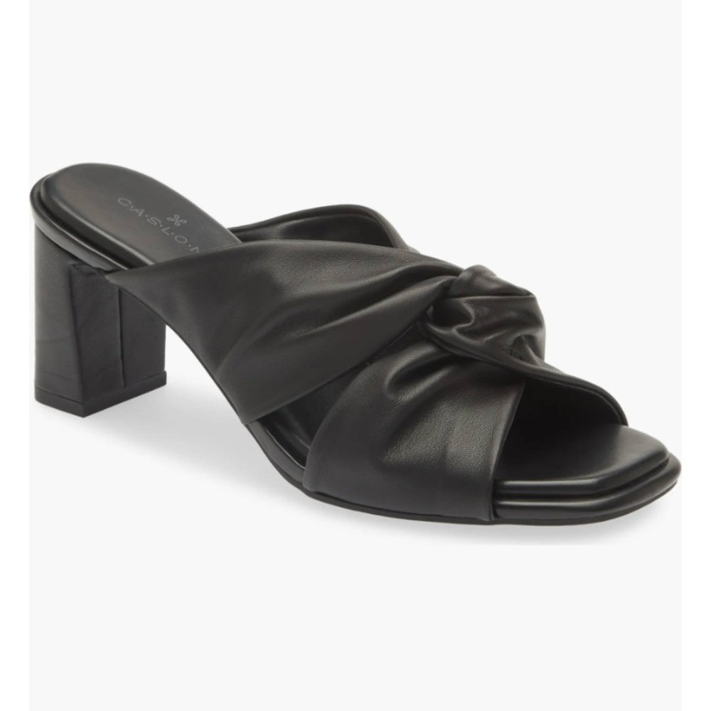 Caslon Black Leather Laurette Heeled Sandals Size 8.5